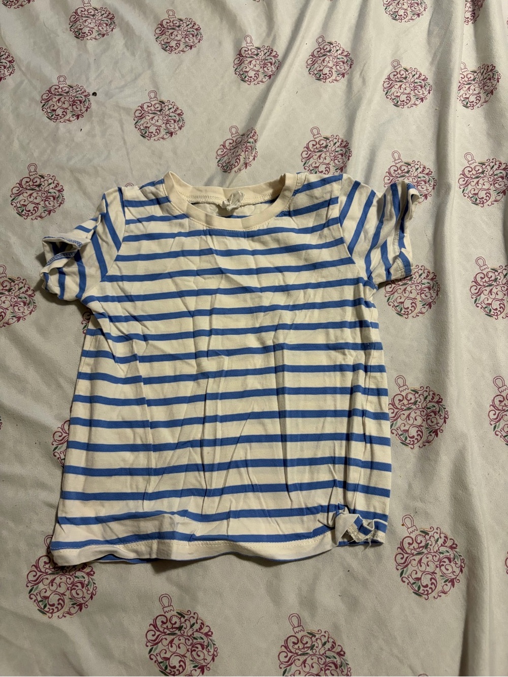 H&M Blue and White Striped Short Sleeve Tee